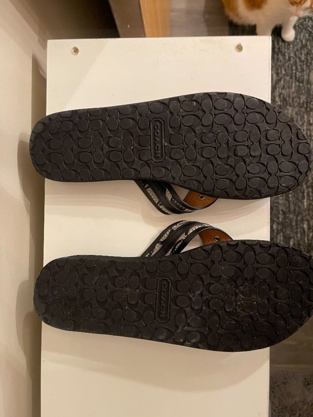 Coach Jasmine Leather Flip Flop Sandal Black Grey Size 10 - Picture 13 of 13